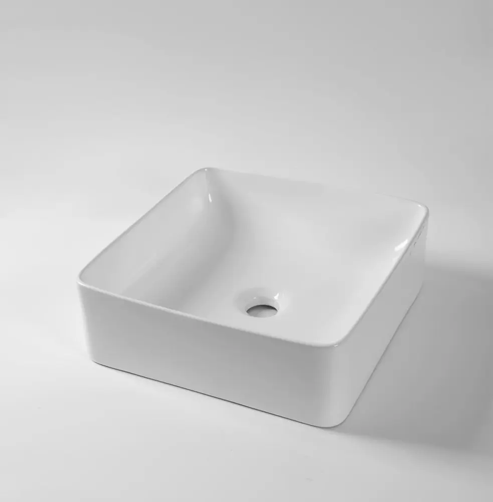 [41711] 370*370*130mm Gloss White Above Counter Basin(32mm Nonoverflow)
