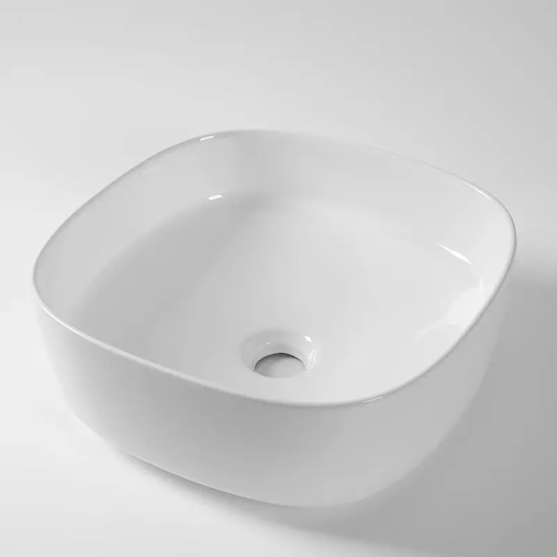 [41712] 370*370*135mm Gloss White Above Counter Basin(32mm Nonoverflow)