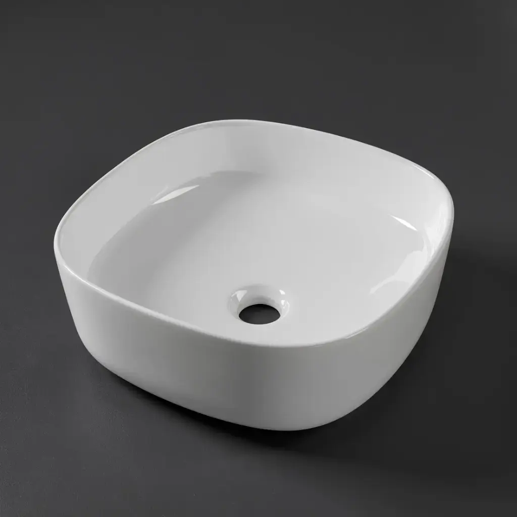 [41712] 370*370*135mm Gloss White Above Counter Basin(32mm Nonoverflow)