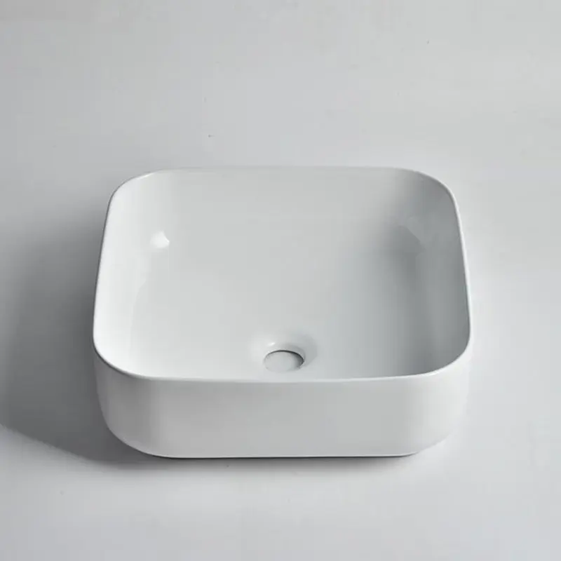 [41713] 385*385*140mm Gloss White Above Counter Basin(32mm Nonoverflow)