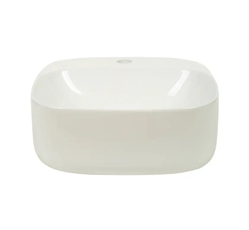 [41729] 420*420*155mm Gloss White Wall Hung Basin(32mm Nonverflow+1 Tap Hole)