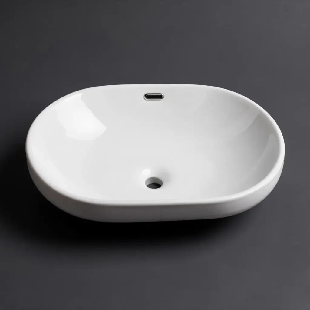[41732] 605*405*180mm Gloss White Insert Basin(32mm Overflow)