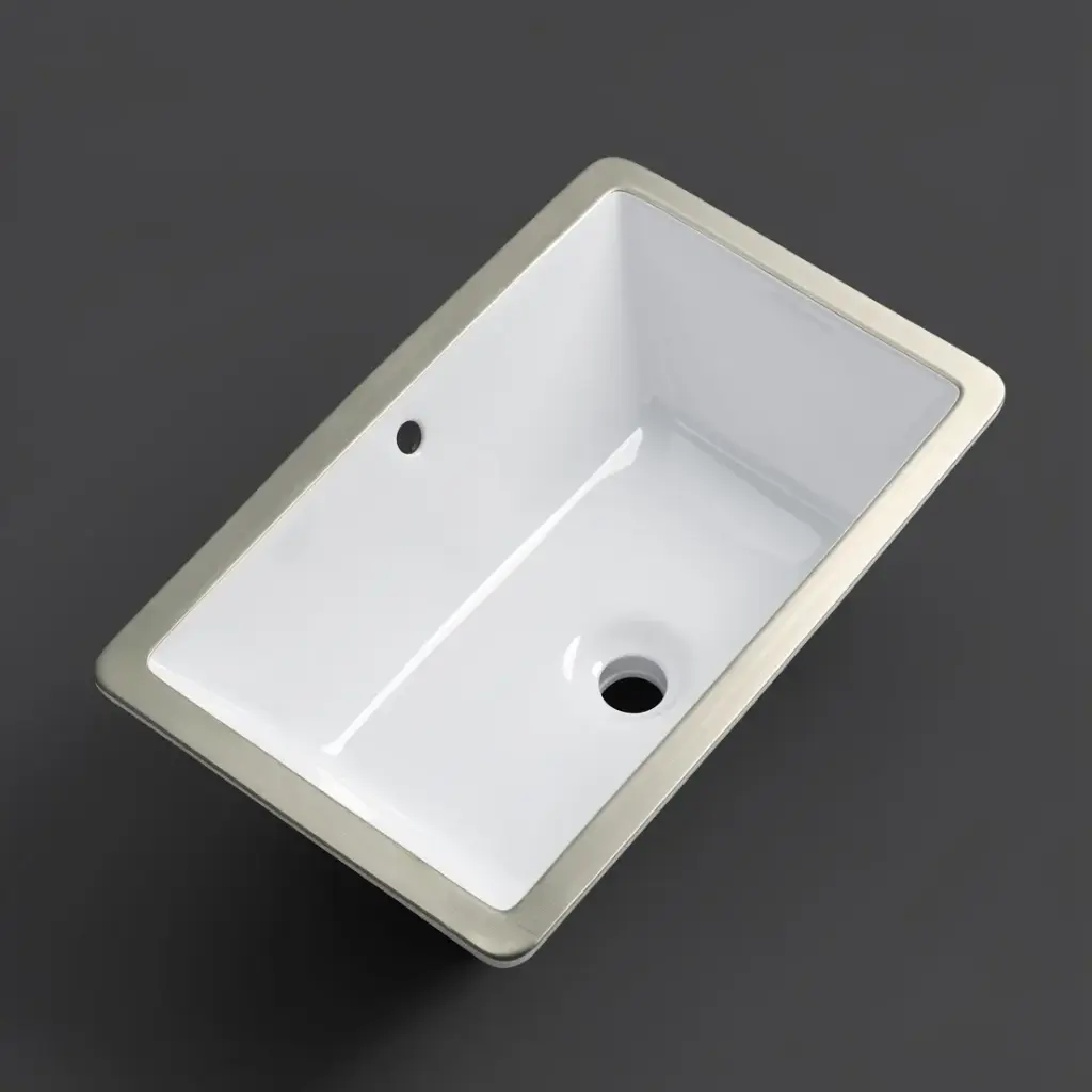 [41736] 530*370*180mm Gloss White Undermount Basin(32mm Overflow)