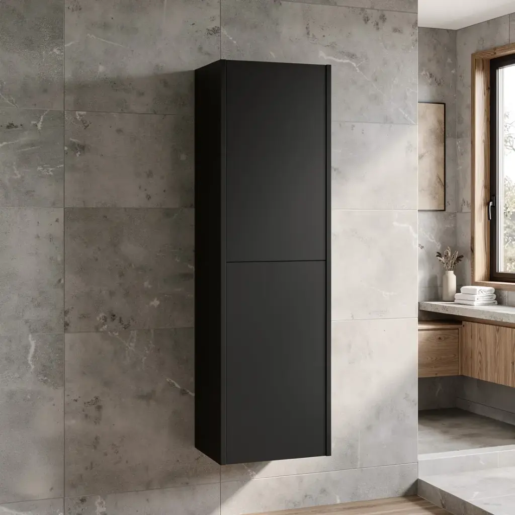 [98593/TB1350-MB] Customised Kiama Tall Boy Cabinet - Matte Black - 400L x 300D x 1350H mm - 2 Doors