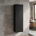 Customised Kiama Tall Boy Cabinet - Matte Black - 400L x 300D x 1350H mm - 2 Doors