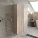 Customised Kiama Fluted Tall Boy Cabinet - Coastal Oak - 400L x 300D x 1350H mm - 2 Doors