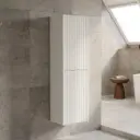 Customised Kiama Fluted Tall Boy Cabinet - Matte White - 400L x 300D x 1350H mm - 2 Doors