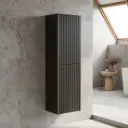 Customised Kiama Fluted Tall Boy Cabinet - Matte Black - 400L x 300D x 1350H mm - 2 Doors