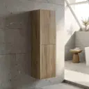 Customised Kiama Fluted Tall Boy Cabinet - White Oak - 400L x 300D x 1350H mm - 2 Doors