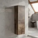 Customised Kiama Fluted Tall Boy Cabinet - Dark Oak - 400L x 300D x 1350H mm - 2 Doors